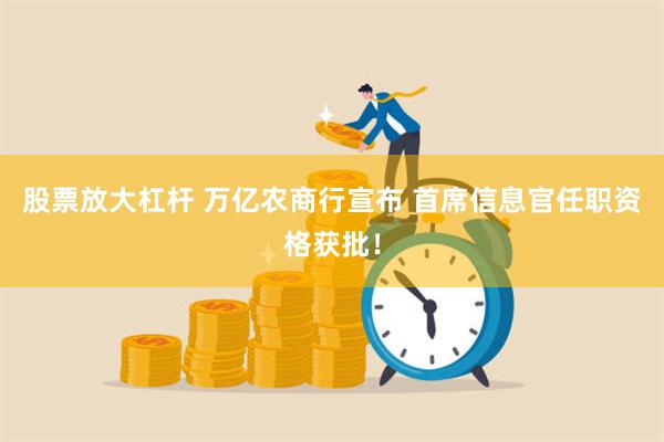 股票放大杠杆 万亿农商行宣布 首席信息官任职资格获批！