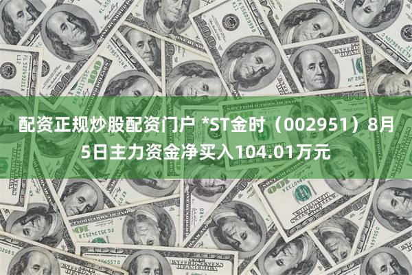 配资正规炒股配资门户 *ST金时（002951）8月5日主力资金净买入104.01万元