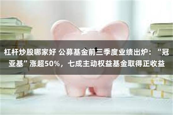 杠杆炒股哪家好 公募基金前三季度业绩出炉：“冠亚基”涨超50%，七成主动权益基金取得正收益